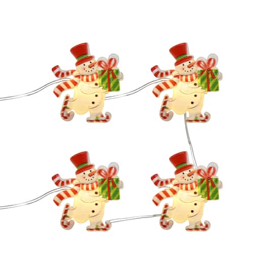 18ct. Warm White LED Skating Snowman String Lights on Silver Wire by Ashland®